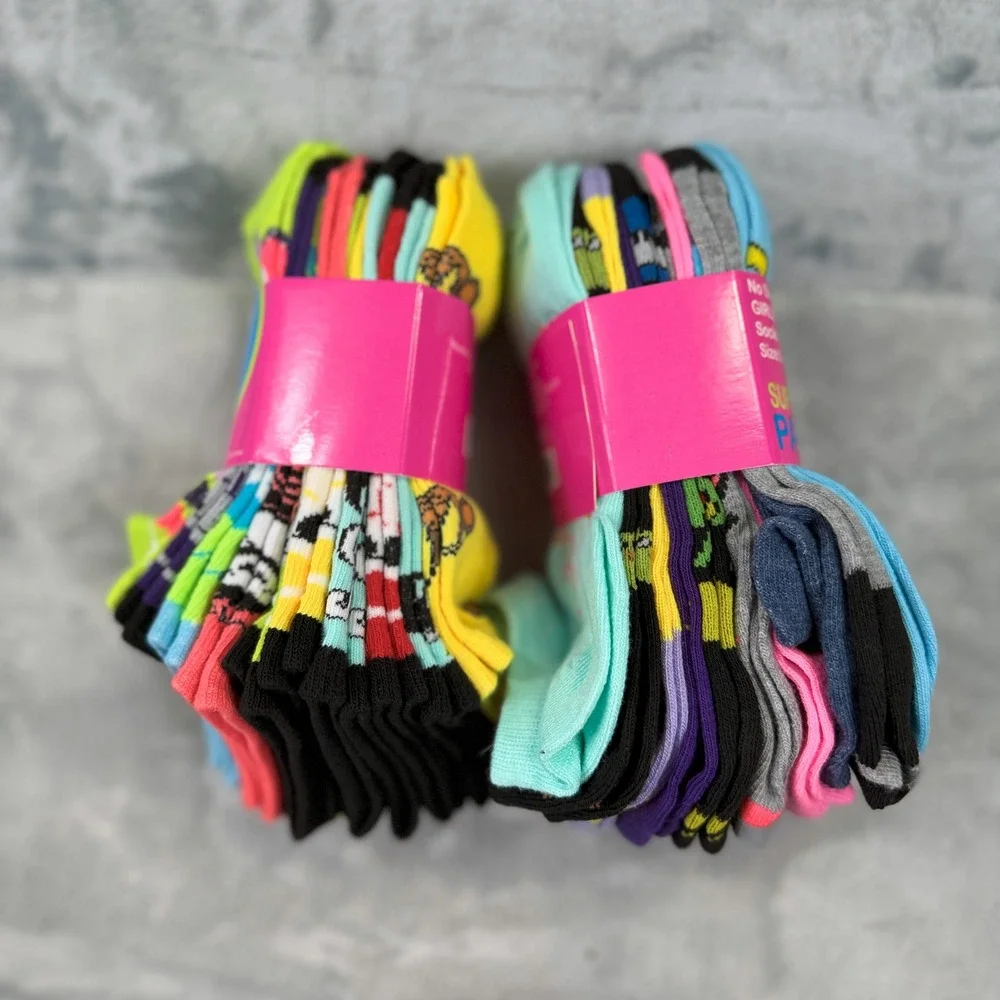 Girls No Show Socks 20 Pair Bundle Multi Color Low Cut Size 6-8 GN29-10 GN31-10